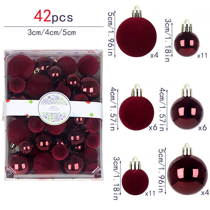 42-Piece Velvet Flocked Christmas Ball Set with Pendants - Bestseller Holiday Decorations