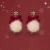 Christmas Snowflake Red Flocking Bowknot Drop Earrings for Women Vintage Red Color Love Heart Santa Claus Earrings Party Jewelry