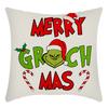 Grinch Linen Throw Pillowcase Holiday Sofa Office Cushion Pillowcase Green Furry Christmas Pillowcase