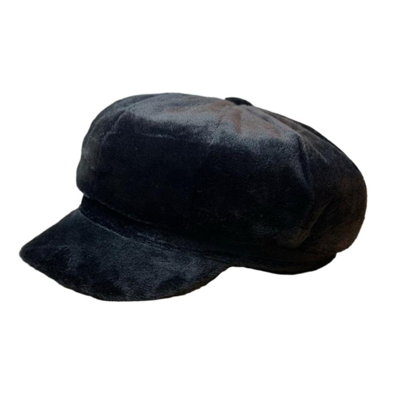 Popular Plush Beret Hat for Women Furry Fauxfur Octagonal Cap Driver Hat Sweet Girl Shelby Cap for Winter and Autumn