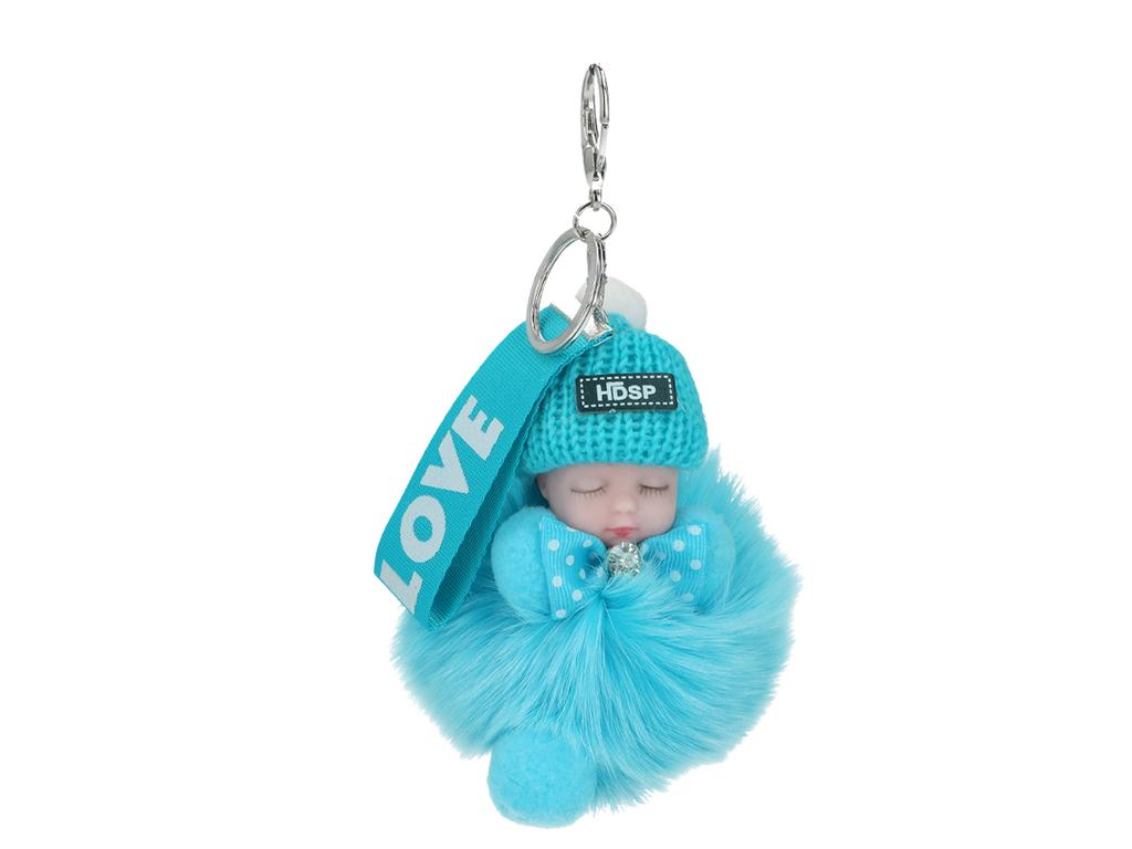 Baby Turquoise Pompom Keychain Bag Keyring Gift