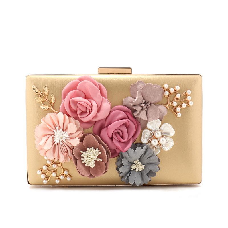 Luxury Elegant Evening Bag for Women Flower Wedding Evening Clutch Purse Bride Floral Clutch Bag Chain Shoulder Crossbody Bags