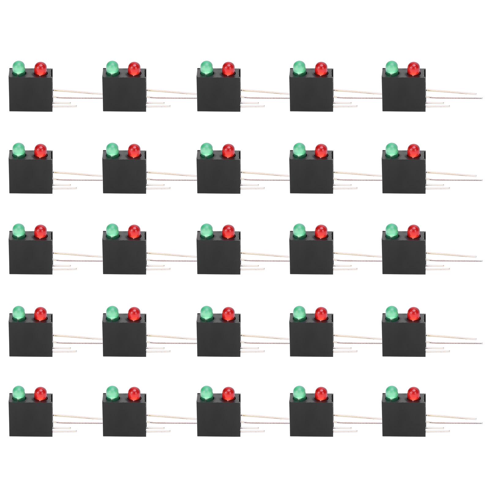 

100Pcs LED Plastic Holder DualHole Black Square 90 Degree Curved Base with Red Green Light 3mm
