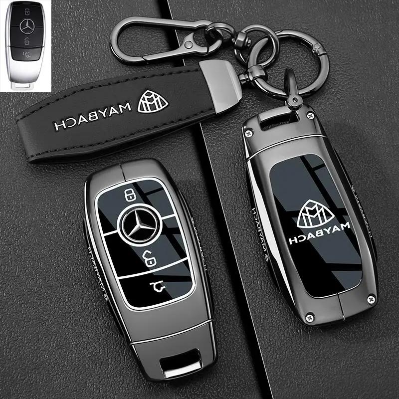 PZQ2   Alloy Style Car Key Case Cover Shell For Mercedes Benz A C E S G Class GLC CLE CLA GLB GLS W177 W205 W213 W222 X167 AMG Keychain