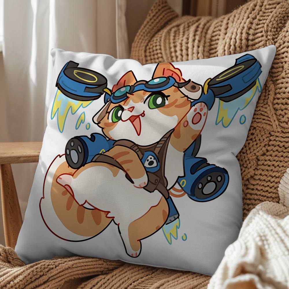 game Jetpack Cat Sombra Overwatch Pillow Case Office Cushions Suitable For Sofa Car Bedroom Decorative Cushion Cover