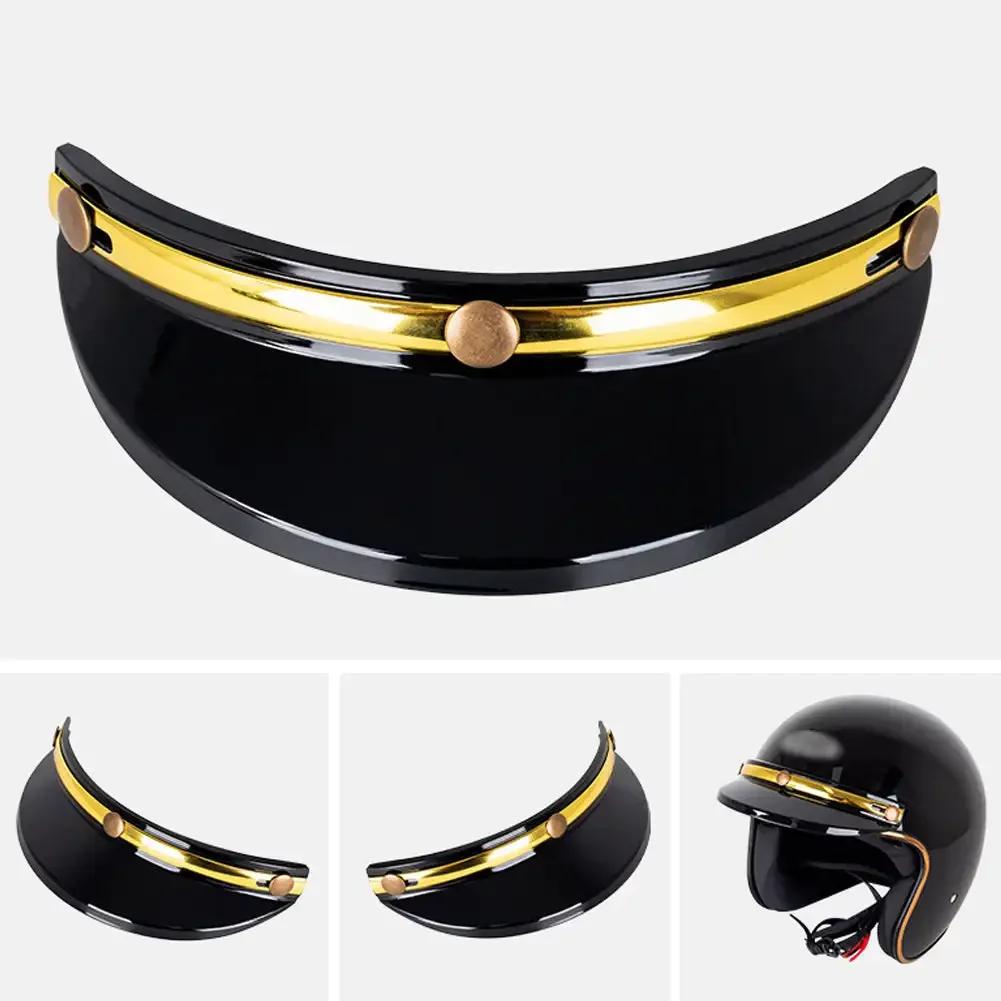 Retro Half Face Motorcycle Helmet 3 Snap-Button Visor Flip Up Wind Shield Vintage Motorbike Helmets Accessories For Men Women