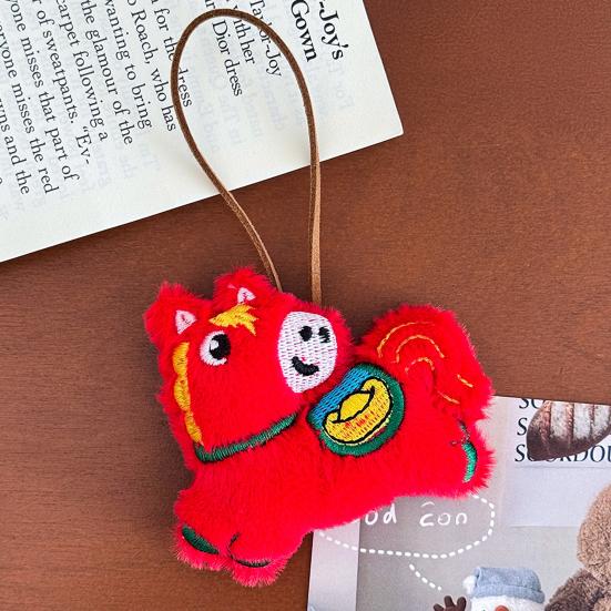 Bag Pendant Plush Horse-Shaped Christmas Tree Decoration with Lanyard Hanging Ornament Festive Charm Holiday Decor