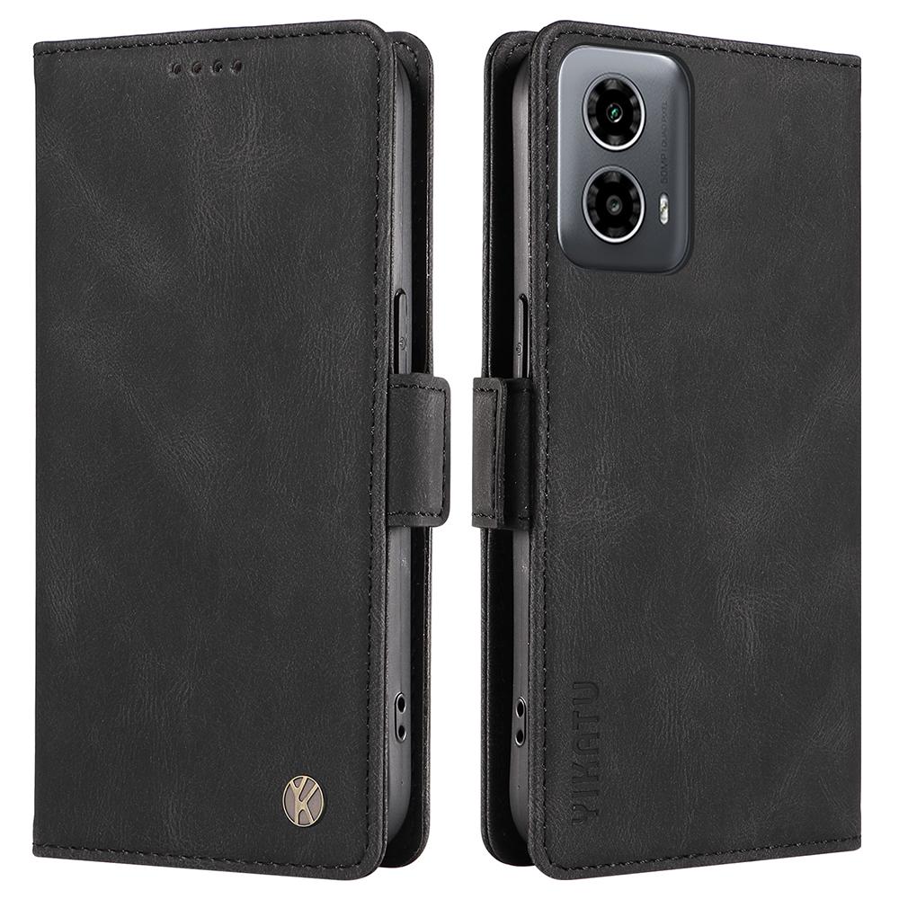 

For Motorola Moto G45 5G/G34 5G Case Card Slot Skin-Touch Leather Magnetic Clasp Phone Cover Black