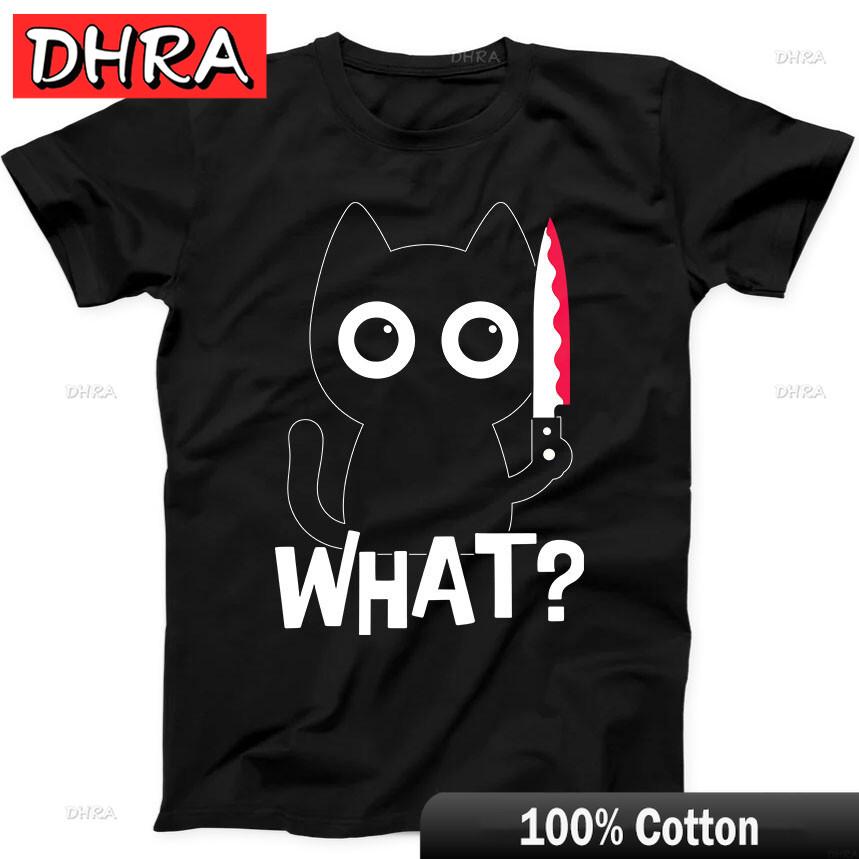 Cat What Murderous Black Cat With Knife Meme Funny Gift Black T Shirt Cool Tshirts Tees For Gift Idea Tshirt Netherlands
