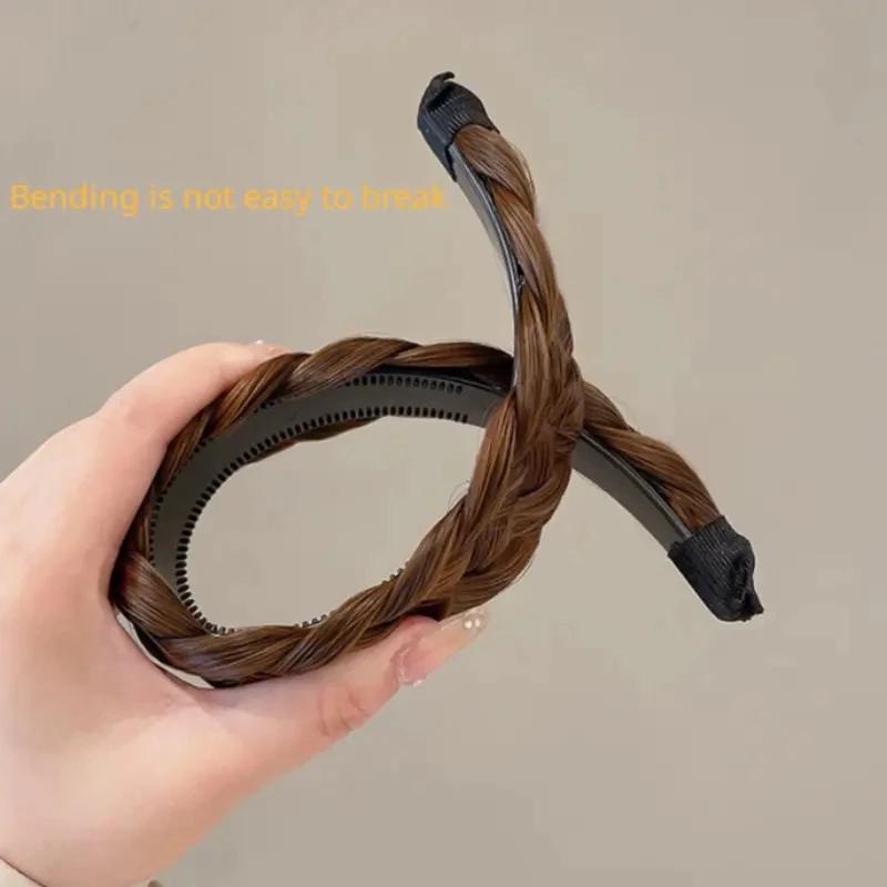Parykk Flettet Pannebånd for Kvinner Fiskebein Bred Tvist Hårbånd Håndlaget Hodebøyle Hårbånd Styling Hodeplagg Tilbehør Gave