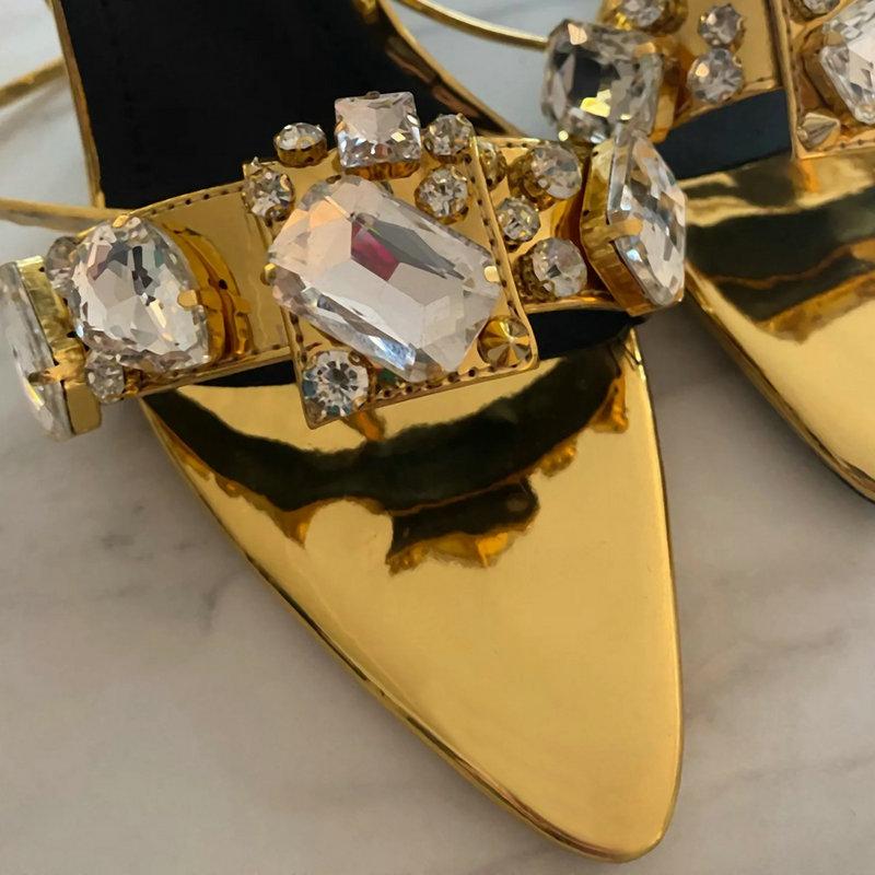 Fashion 11cm New Pointed Head Gold Rivet Rhinobason Fine Heels Summer Sandals European And American Fashion Shoes