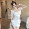 French Square Neck Summer Dress: Women's Puff Sleeve, Pleated Mesh Bodycon, Sexy A-line Mini Skirt