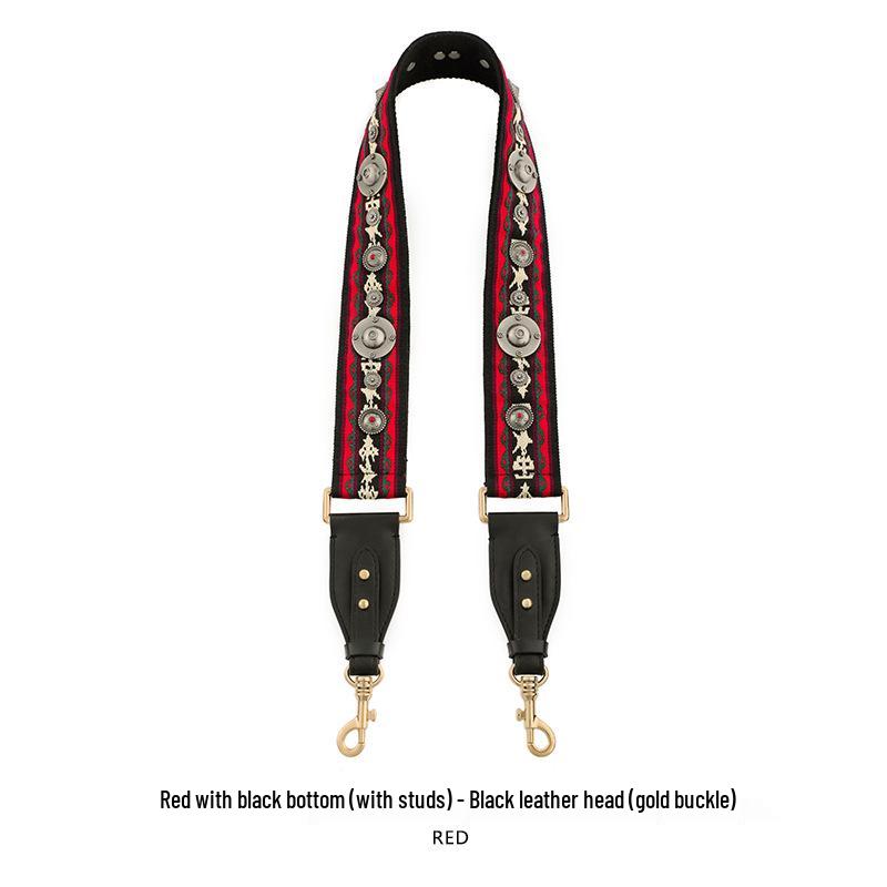 Ma Huang Shi Women's Genuine Leather Vintage Saddle Bag Strap with Rivets