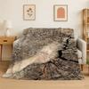 Natural Wood Grain Retro Tree Rings Flannel Blanket Soft Throw Blanket for Bedroom Living Room Bed Travel Picnic Nap Cover Gift