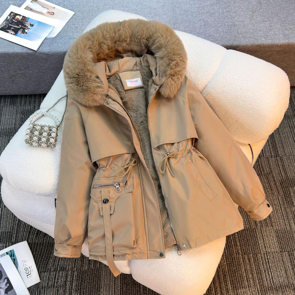 Winter New Korean Version Fashion Waist Cotton-padded Clothes Short Velvet Thickened Pie Overcome Cotton