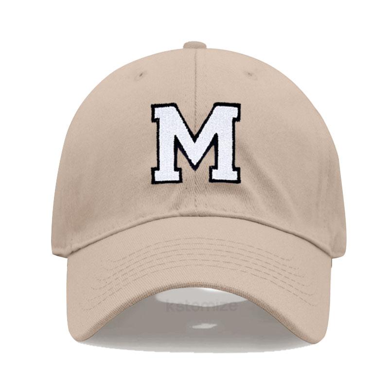 Initial Letter A-Z Embroidered Khaki Baseball Cap for Women Men Fashion Adjustable Soft Cotton Dad Hat Unisex Classic Golf Caps