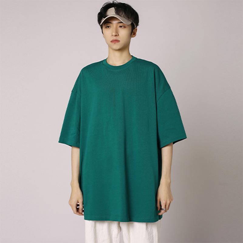 IELGY Solid Color Loose Short-sleeved T-shirt Base Men