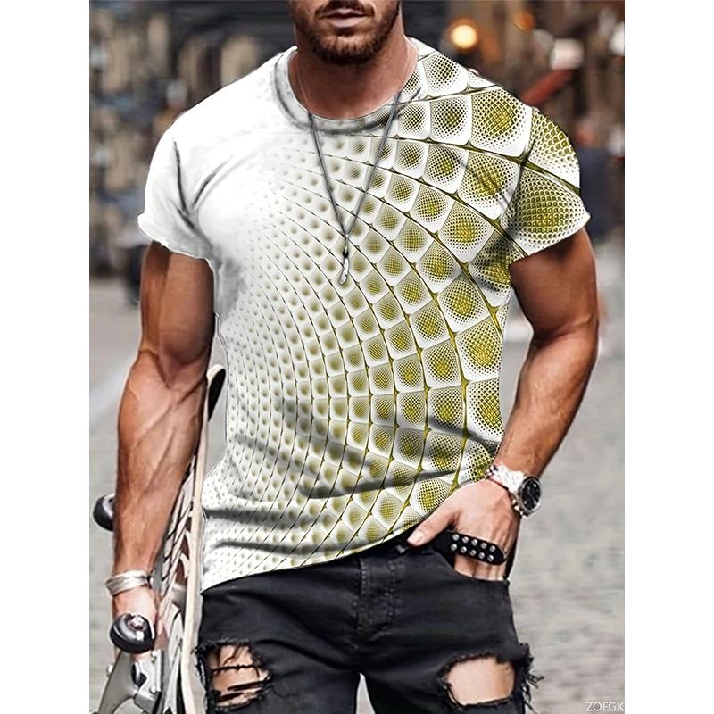 

Модна чоловіча футболка з 3D цифровим друком Графічне полум я Для вулиці З коротким рукавом Круглий виріз Топи Пуловери Streetwear Спортивний 3XL жовтий