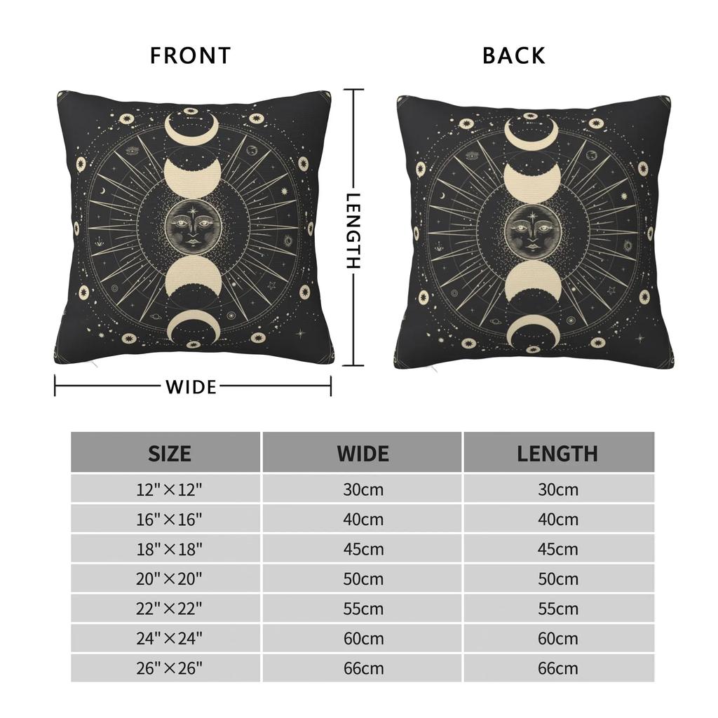 Moon Star Mystic Sun Astrology Tarot Goth Cushion Covers Home Sofa Bed Car Throw Pillow Covers Decorative Pillow Case 45x45cm