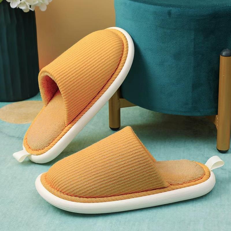 Cotton Slippers Women Autumn Winter Couples Floor Plush Slippers Men Home Use Stain Resistant Anti Slip Factory Wholesale