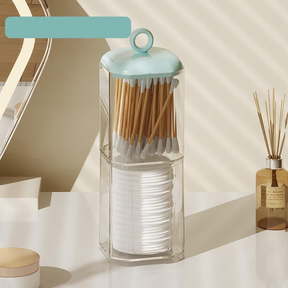 

With Lid Cotton Stick Storage Box Round Jewelry Storage Case New Makeup Organizer Blue D