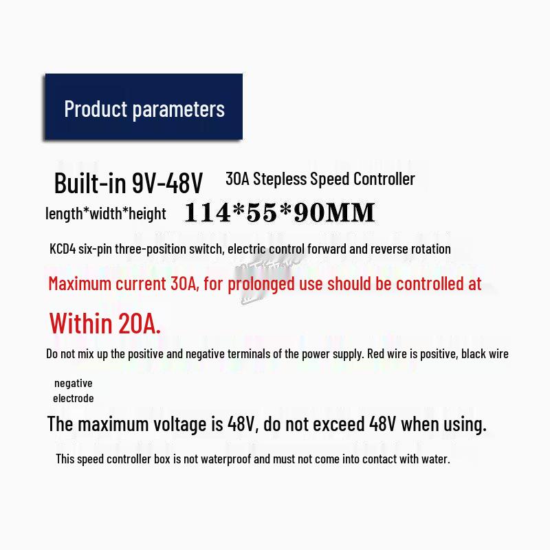 775 DC Motor PWM Speed Controller 1-24V 30A for Belt Sander, Stepless Control, Forward & Reverse