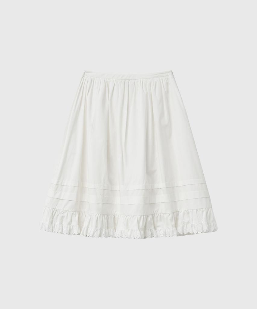 General Idea Lace Flare Midi Skirt [White] / Gf2Lsk509
