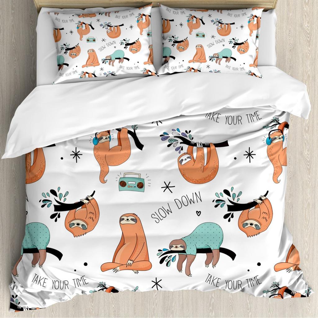 Sloth Starry Sky Duvet Set Three-Piece Children'S Room Decorative Bedding Set