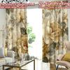 2D FLAT PRINTING 2pcs Curtains (Without Rod) Floral Golden Design Popular Window Curtain Yarn Curtains Blessing _ Peaceful