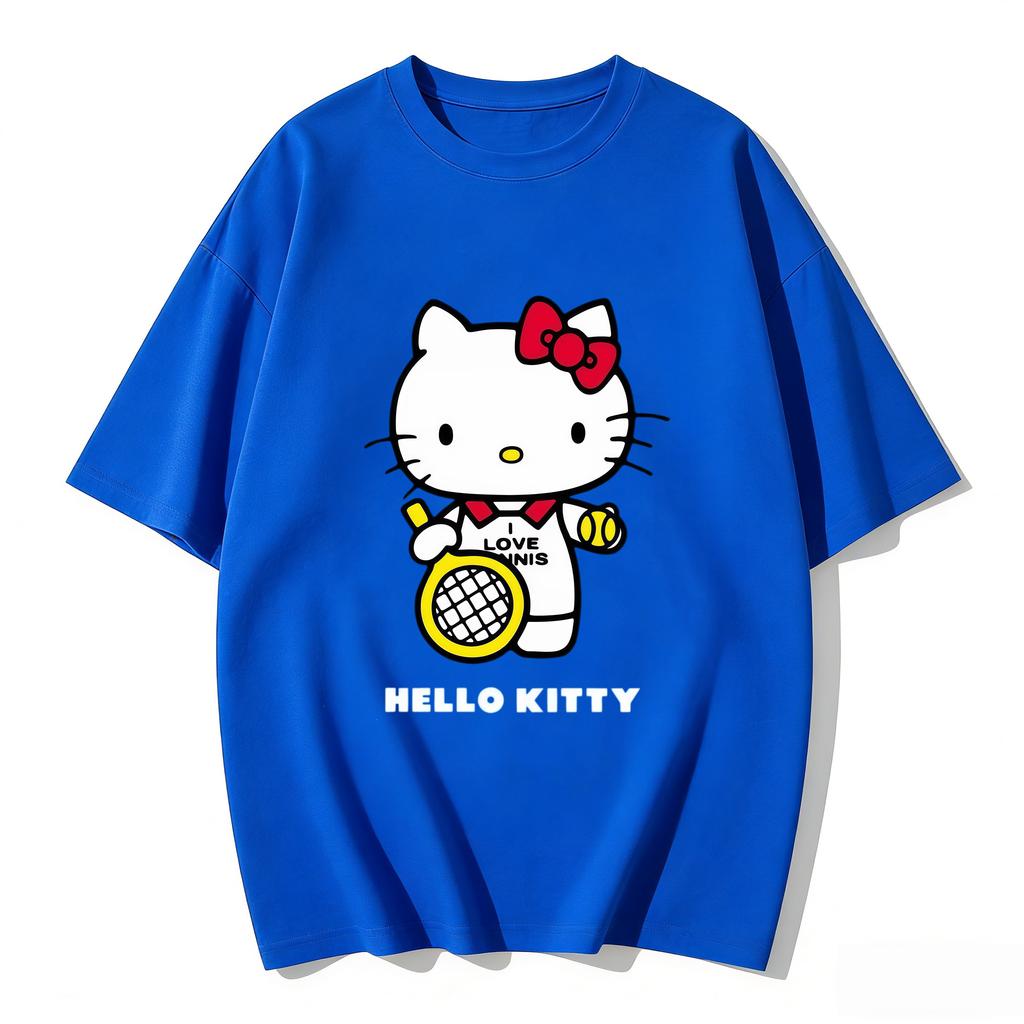 2026 Summer Hello Kitty Cartoon Printed Short Sleeve Pure Cotton Tshirt Womens Tees Parentchild Outfit Classic Fashion Tops