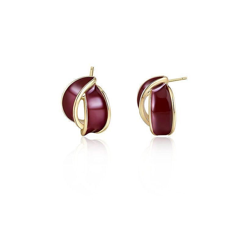 

Ajidou Ajidou Little Golden Beans Stud Earrings Female S925 Silver Accessible Luxury Fancy Ear Clip Stud Earrings Fashion Style Ear Rings Retro Red [C-Shaped Half Ring Earrings] S