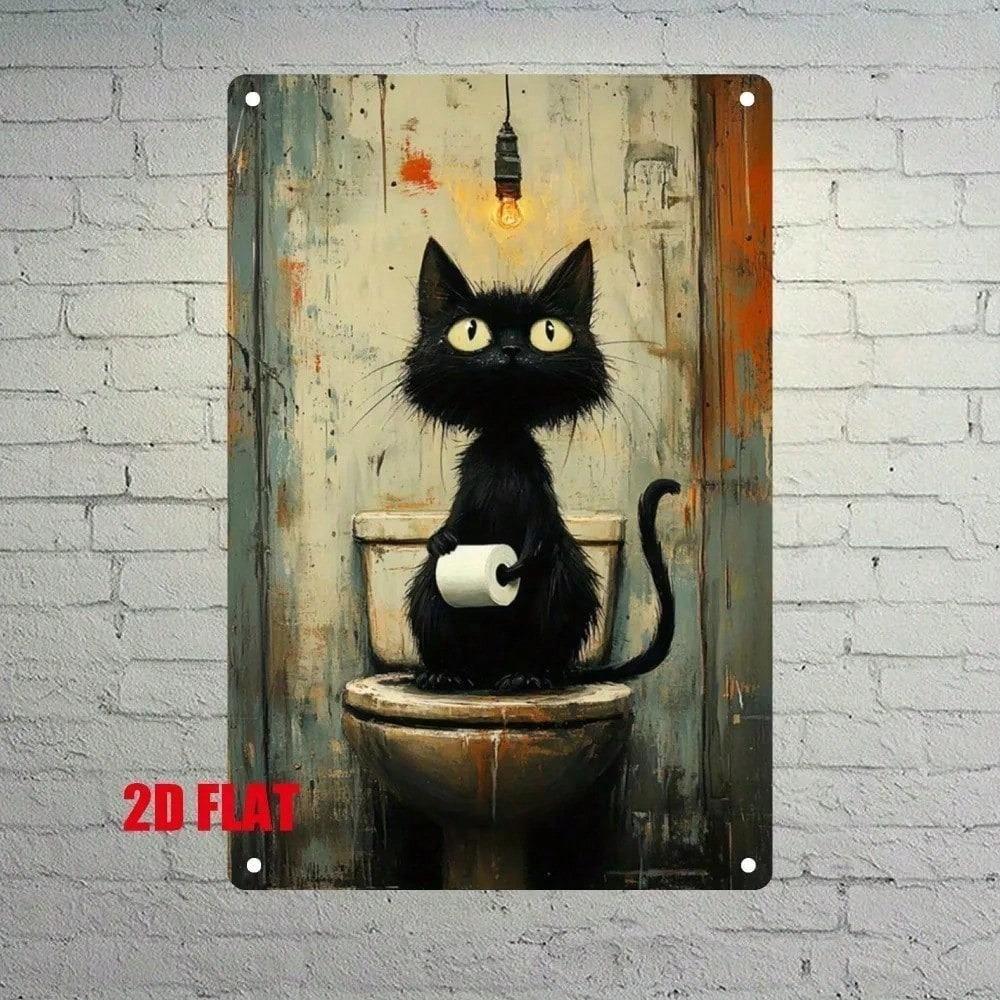 Vintage Black Cat Metal Wall Art Home Decor Poster