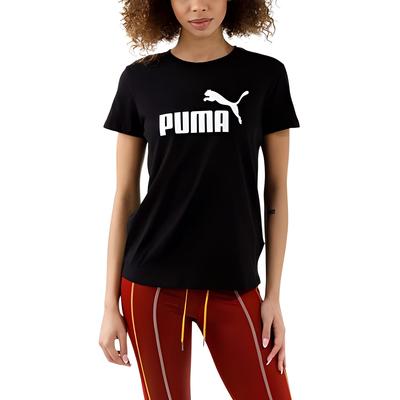 Essentials Logo Bedrucktes Sport-Rundhals-Kurzarm-T-Shirt Damen Tops Schwarz 586295-01