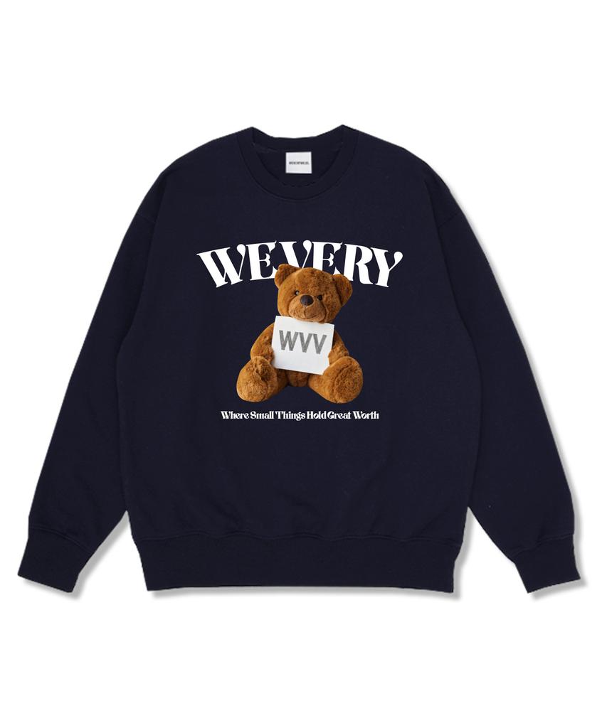 Wibelibellyu Wvv Bear Oversized Special Double-Sided Sweatshirt Navy