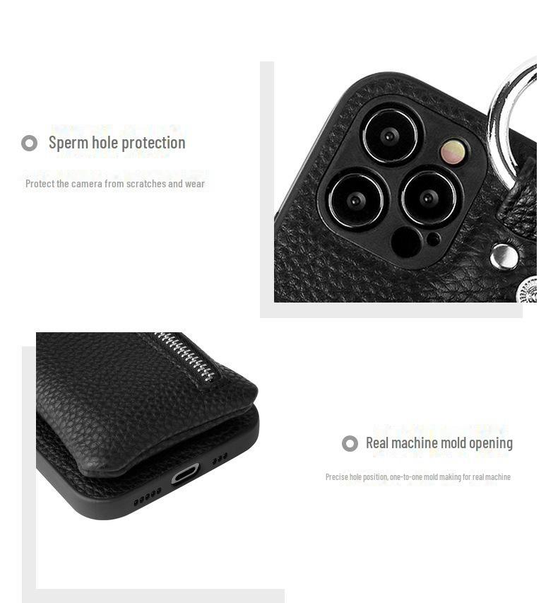 Capa para iPhone 14ProMax/13Pro/12/11 com cordão diagonal e porta-moedas