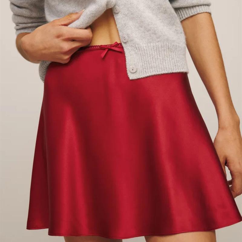 

Available: N818 Petite A-line Silk Satin Skirt, Elastic Waist, Solid Color Medium бордовый