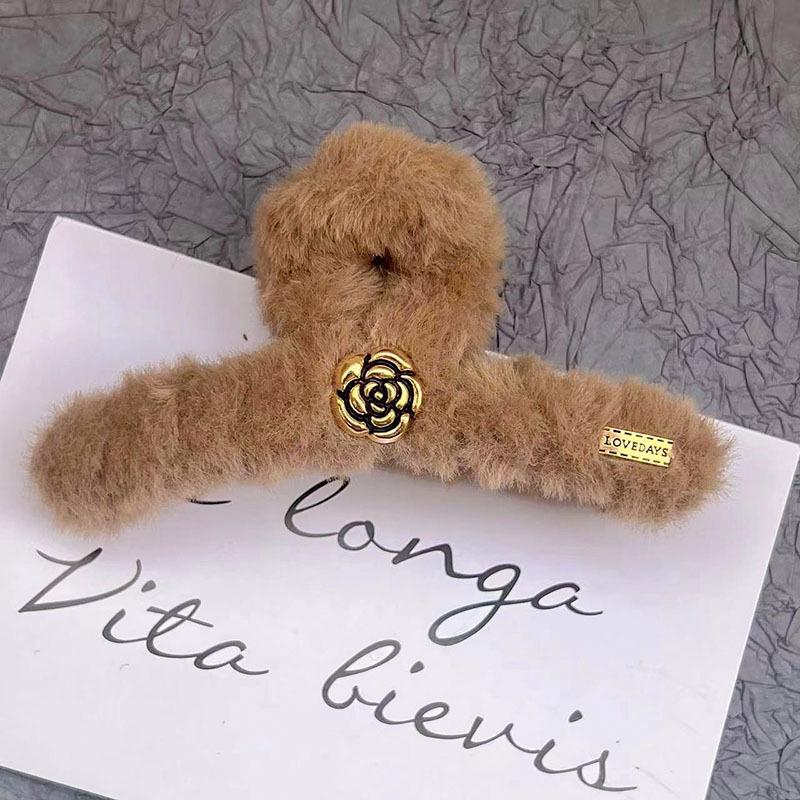 

Collection Autumn 2023 Womens Plush Hair Clip With Tea Flower Design Handmade StyleD