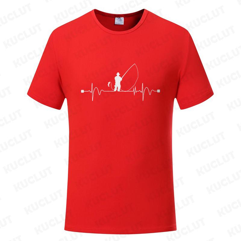 Fishing ECG Mens Tshirt Funny Design Graphic Y2k Tops Summer Male Clothing O Neck Short Sleeve Tees Gifts for Fishing Lovers