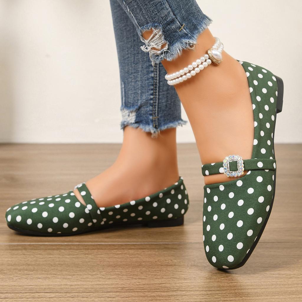 Women's Satin Vintage Mary Jane Shoes with Square Buckle Strap Flat Comfortable Slip-On Casual Footwear