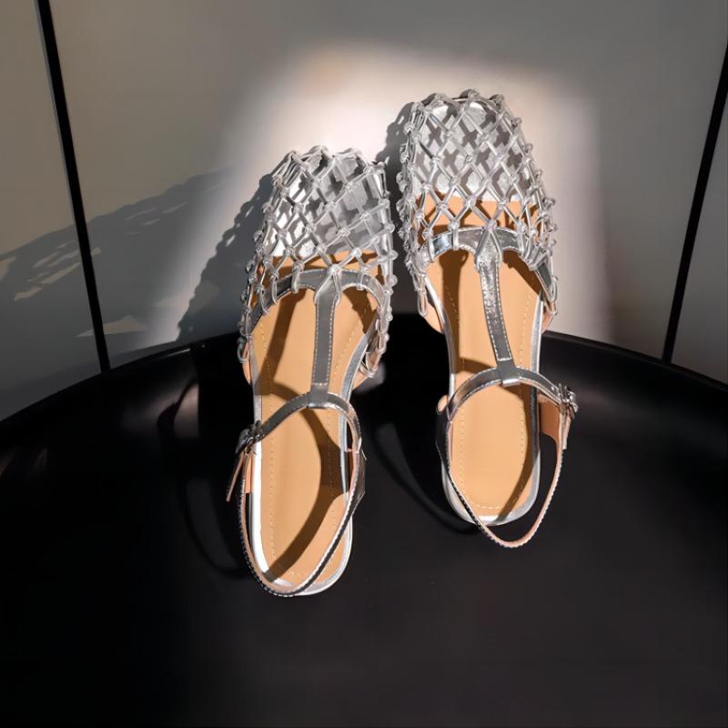Fashion New Popular Women Weave Mesh Sandals Square Toe Low Heels Mules Shoes Open Toe Woman Summer Trend Dress Chunky Designer Pumps