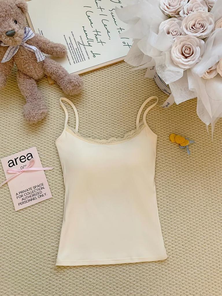 Pure lace polished sling vest for women with chest pads in autumn and winter, expanding the chest to keep warm, wearing a tube top inside