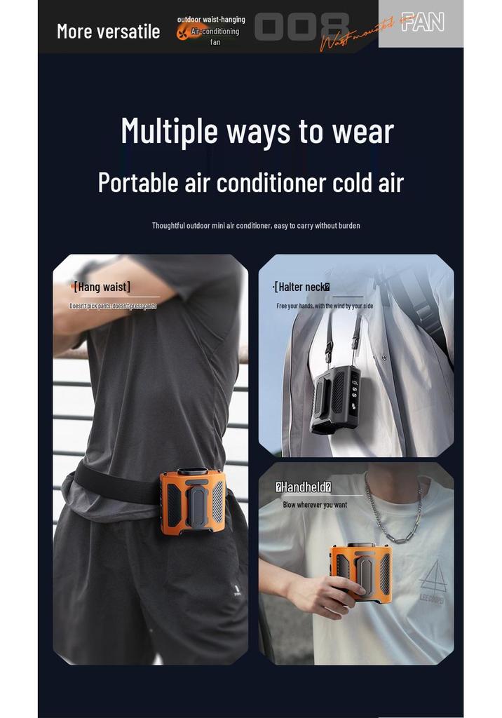 2026 Rechargeable High-Speed Waist Fan with Digital Display for Extreme Cooling Outdoors