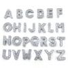 Charms Scarpe Diamante Strass Scintillante Lettera Argento Cristallo Alfabeto Decorazioni Scarpe Gioielli Slider Braccialetto Braccialetti