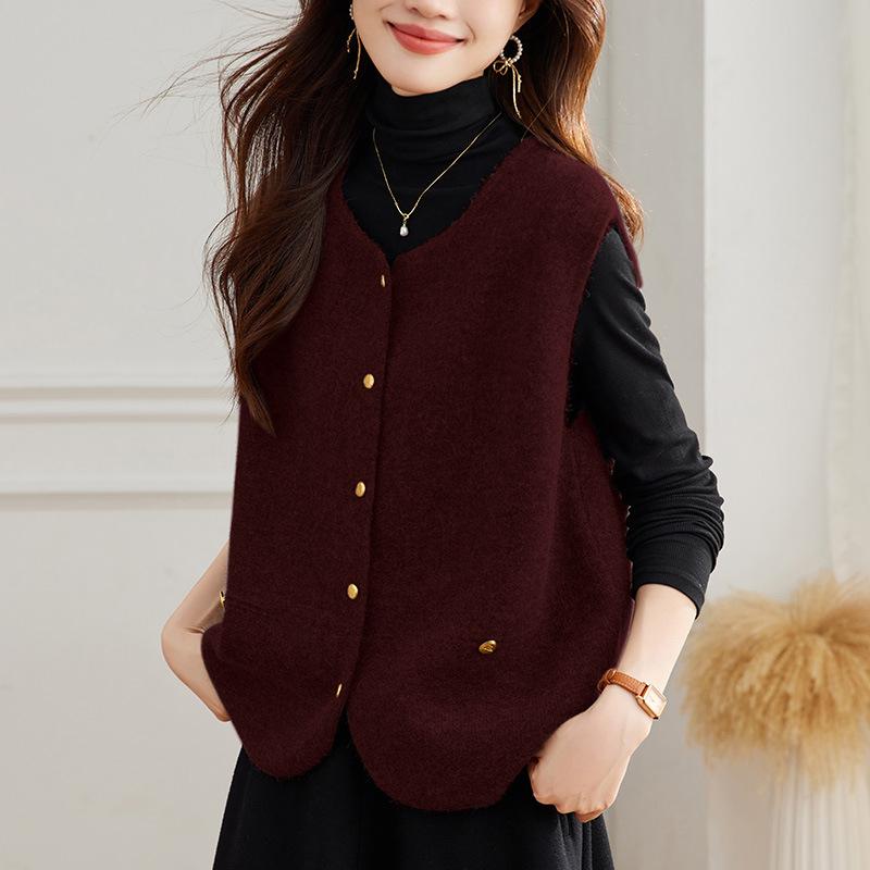 Round Neck Cardigan Vest for Women In Spring New Korean Style Versatile Fashion High-end Knitted Vest