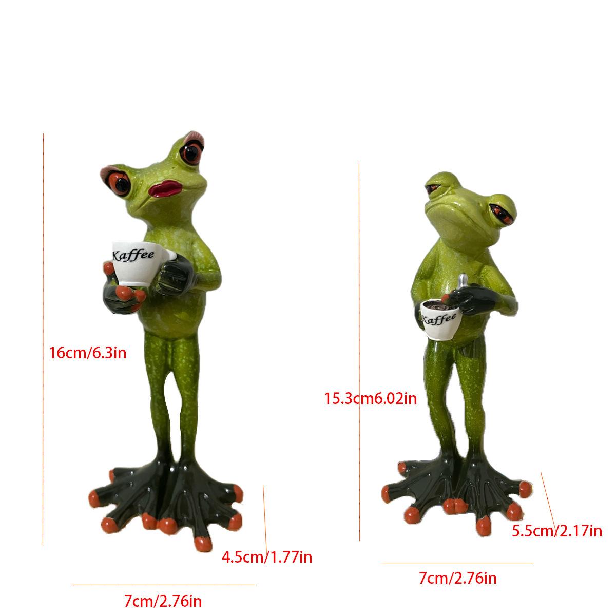 

Couple Frog Statue Creative Frog Painter Fashionable Outdoor Vacation Frog Resin Sculpture Home Interior Desktop Decoration кофейный