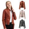 European Size Jacket Women 'S Short Women 'S Leather Coat Large Size Slim Leather Jacket Stand Collar Thin Women 'S Clothing