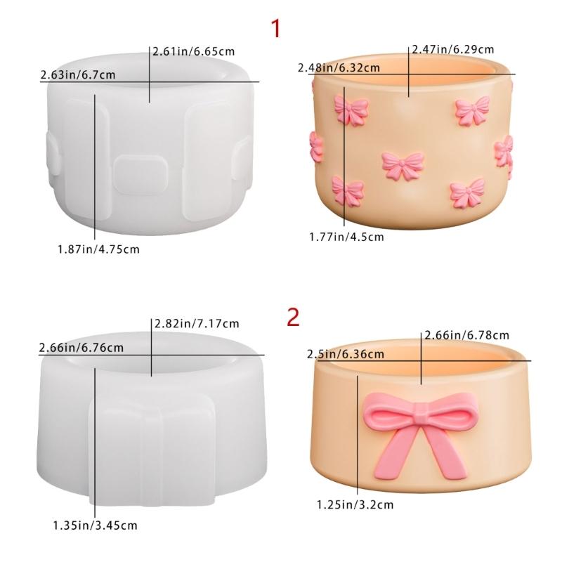 Reusable Crafting Mold Bowknot Shape Succulents Planter Moulds Silicone Texture for Handmade Storage Box Containers