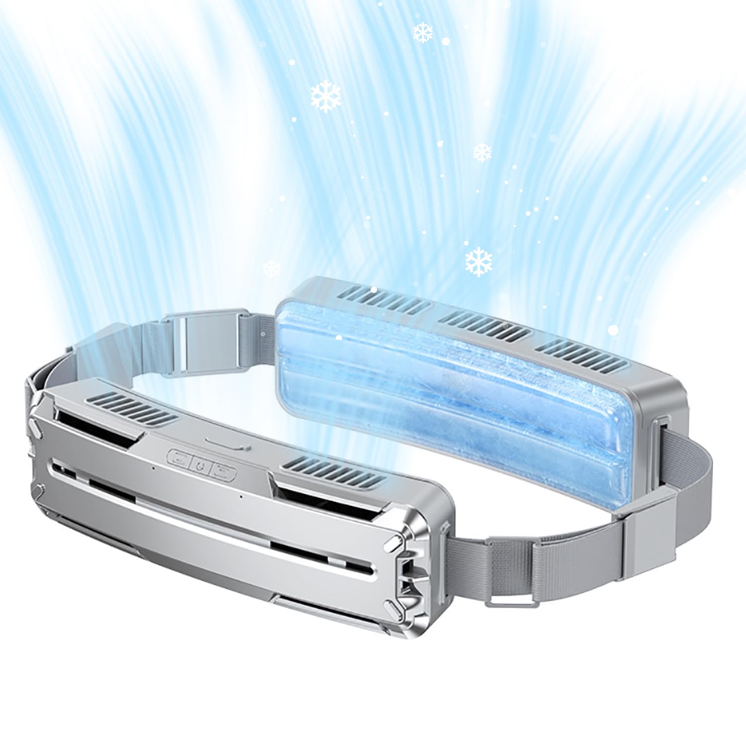 

structure waist circumference MACOLAUDER Sitting fan Feels 1 second rapid cooling Fan with seat PCM ice sensation Waist USB 3 airflow Worn on срібний