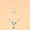 Elegant Emerald Green Crystal Jewelry Set Wedding Accessories 2023 Bridal Water Drop Necklace Earrings Set Ladies Gift