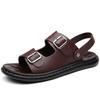 Fashion High Quality Men Comfortable Soft Sole Two-layer Leather Buckle Slippers Fashionable Summer New Outdoor Anti Slip Water Sandals